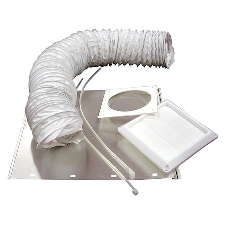 Lambro 4in. x 5ft Vinyl Duct Vent Kit with Louvered White Hood D04001